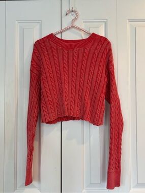 Aerie Red Knit Cropped Sweater | Size M